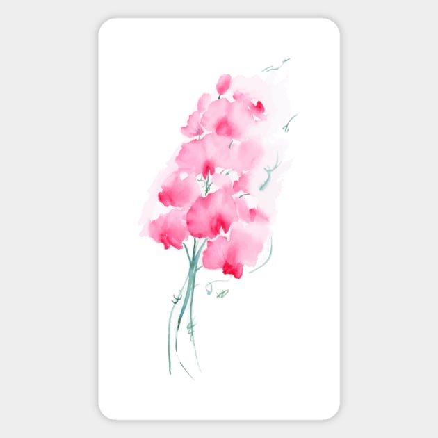 Sweet Pea Bouquet Loose Watercolor Flowers Magnet by venglehart